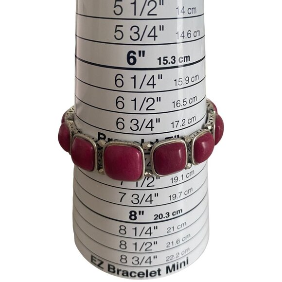 Fossil Pink Elastic bracelet Cabochons Silver Tone - Picture 7 of 7